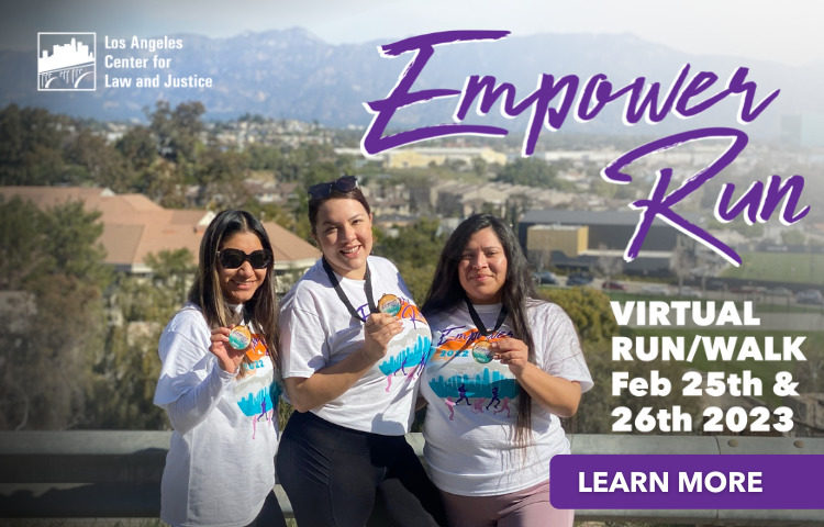 Photo of past Empower Run participants. Text reads: Empower Run Virtual Run/Walk February 25th and 26th 2023. Learn More.